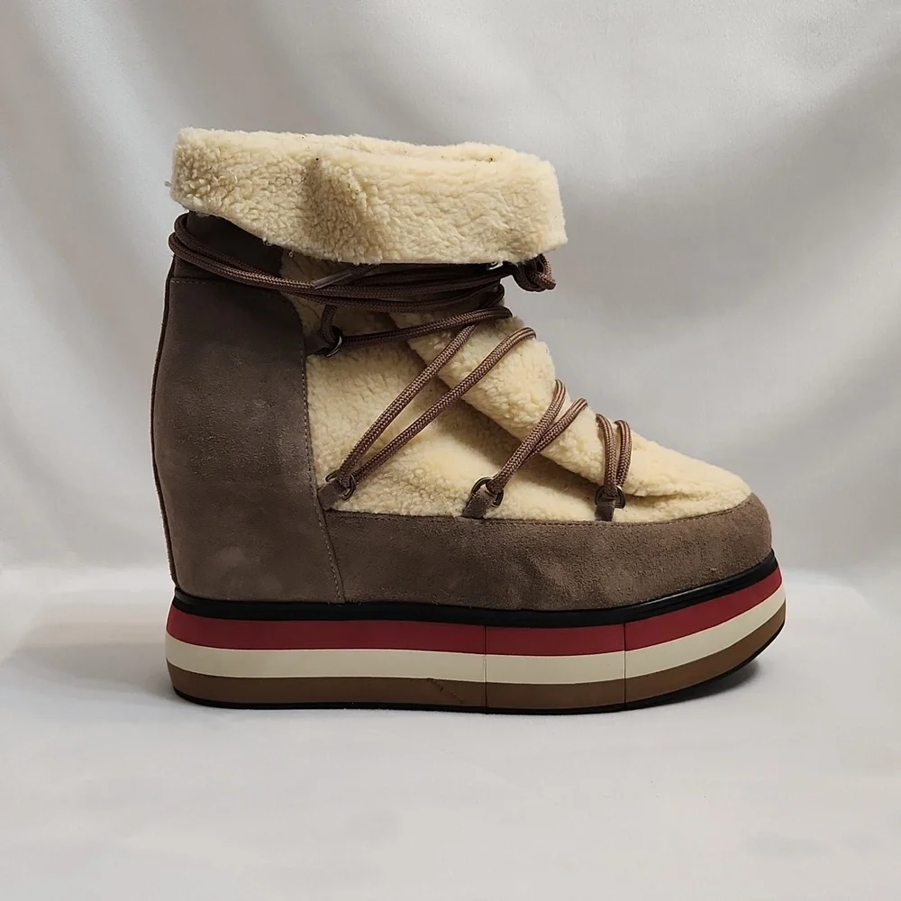 Paloma Barceló Kiran Suede Platform Genuine Shearling Lining Booties (W Size 40) - Picture 2 of 15